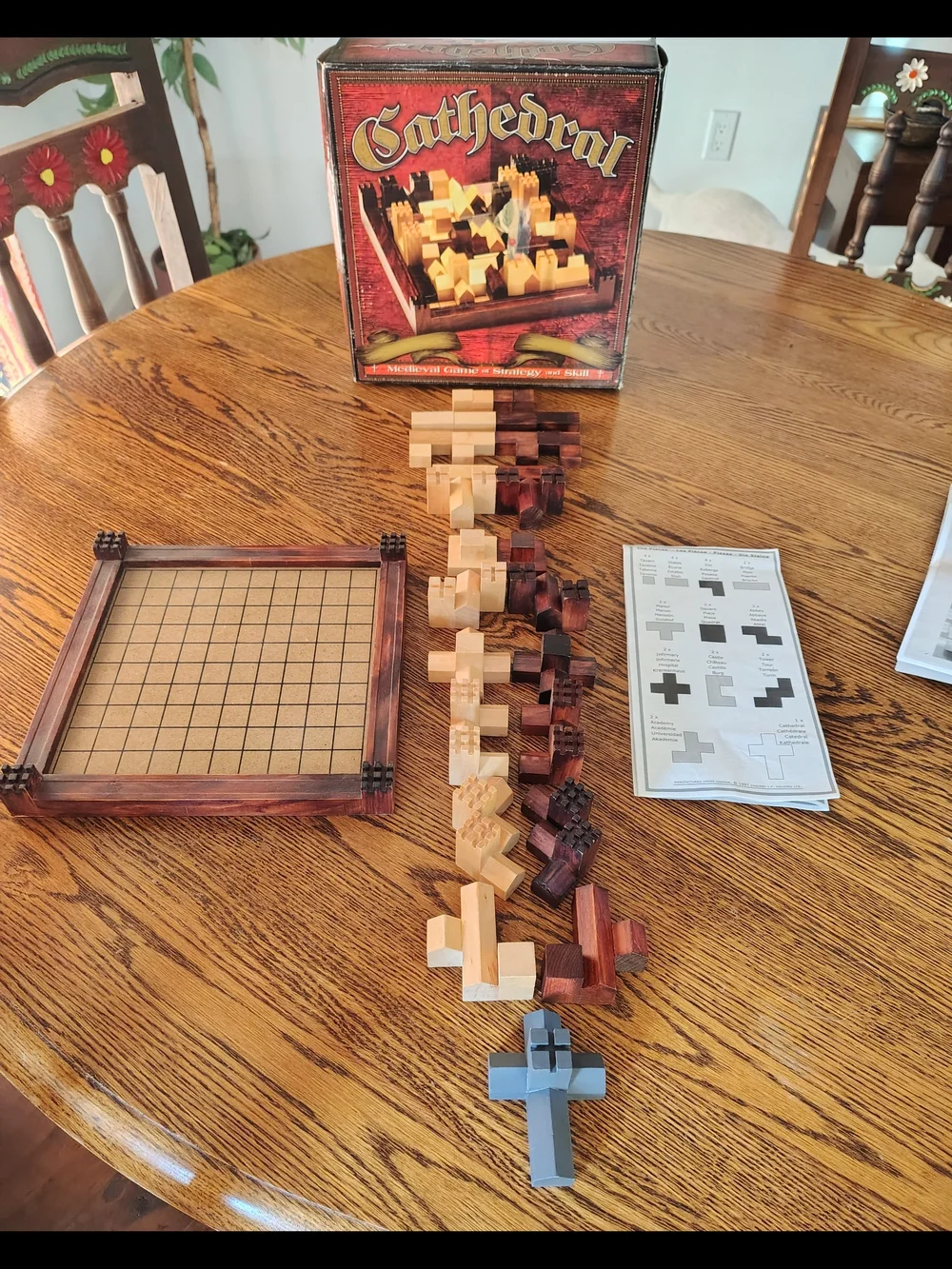 Cathedral Strategy Game Wooden Pieces Medieval Board Game Family Games Vtg 1997